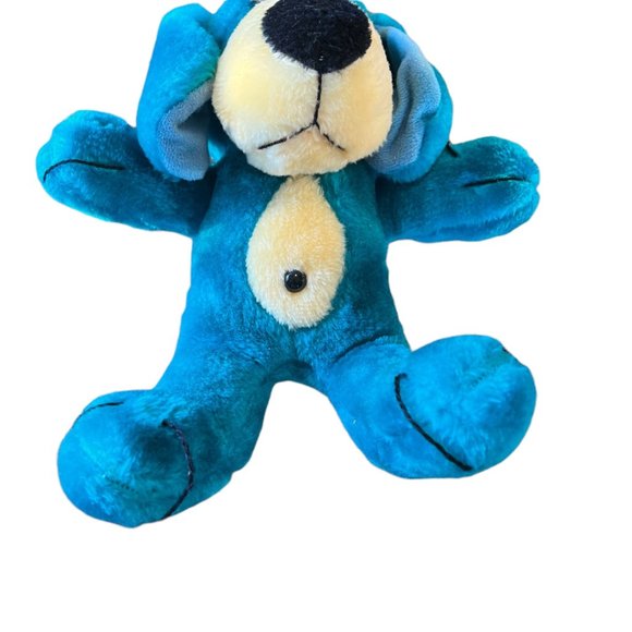 Vintage Liberty Toy Teal Blue Stuffed Dog 13" Kitsch Toy Decor Carnival Prize - Picture 9 of 10